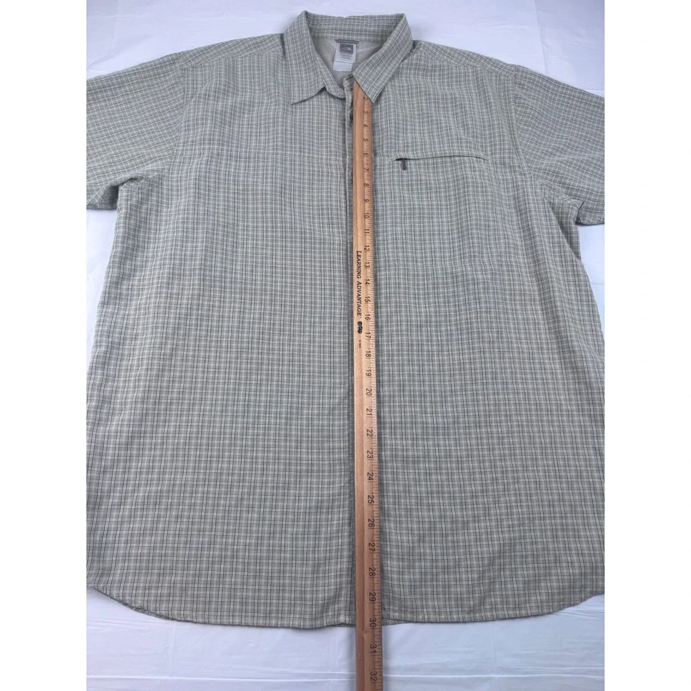 The North Face Mens XXL Beige Plaid Short Sleeve Hiking Button Up‎ Shirt Modal